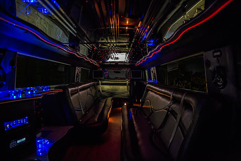 Astonishing lighting inside the limo will make the ambiance to have a blast.