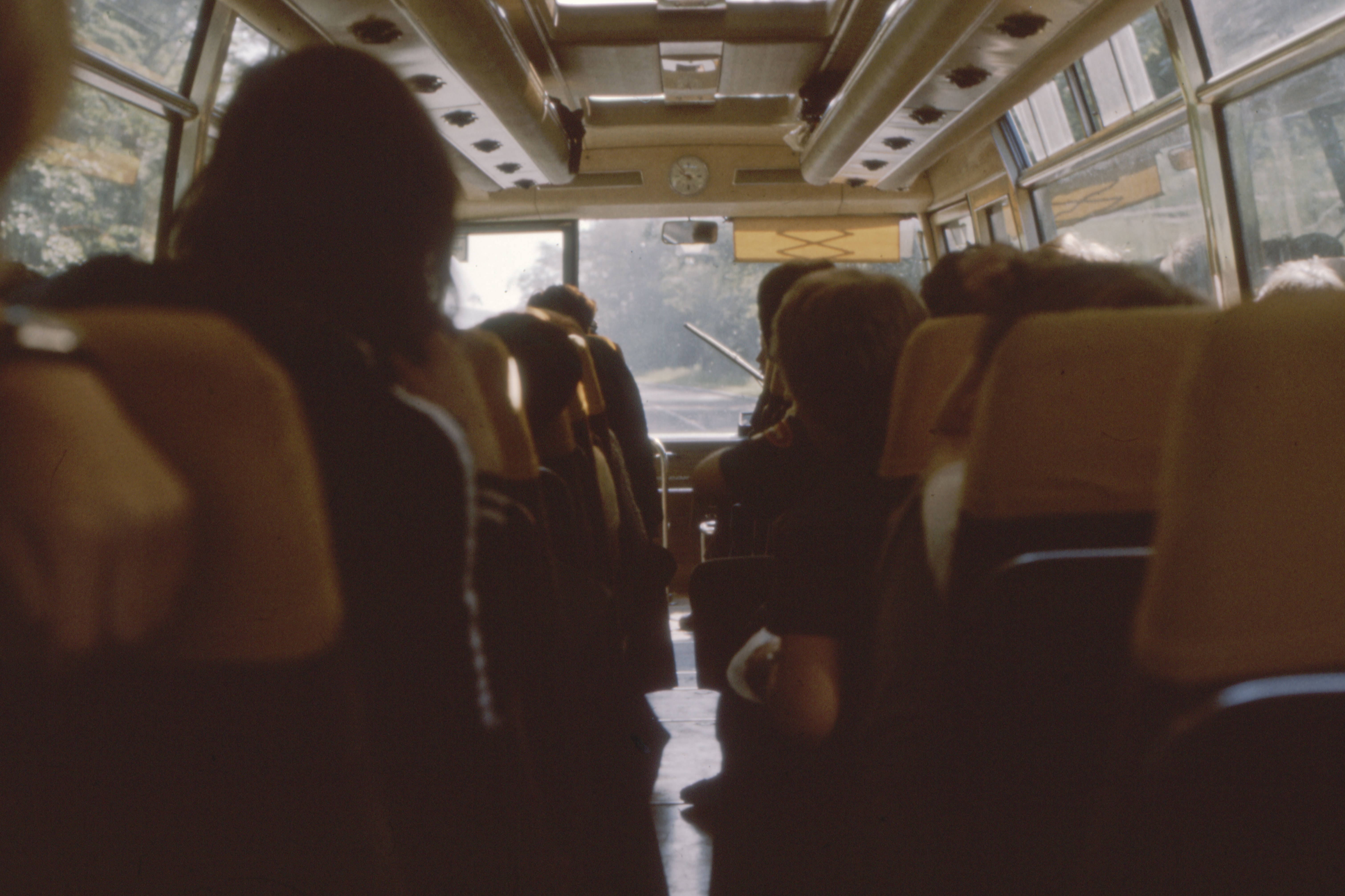 A spacious and fancy charter bus interior